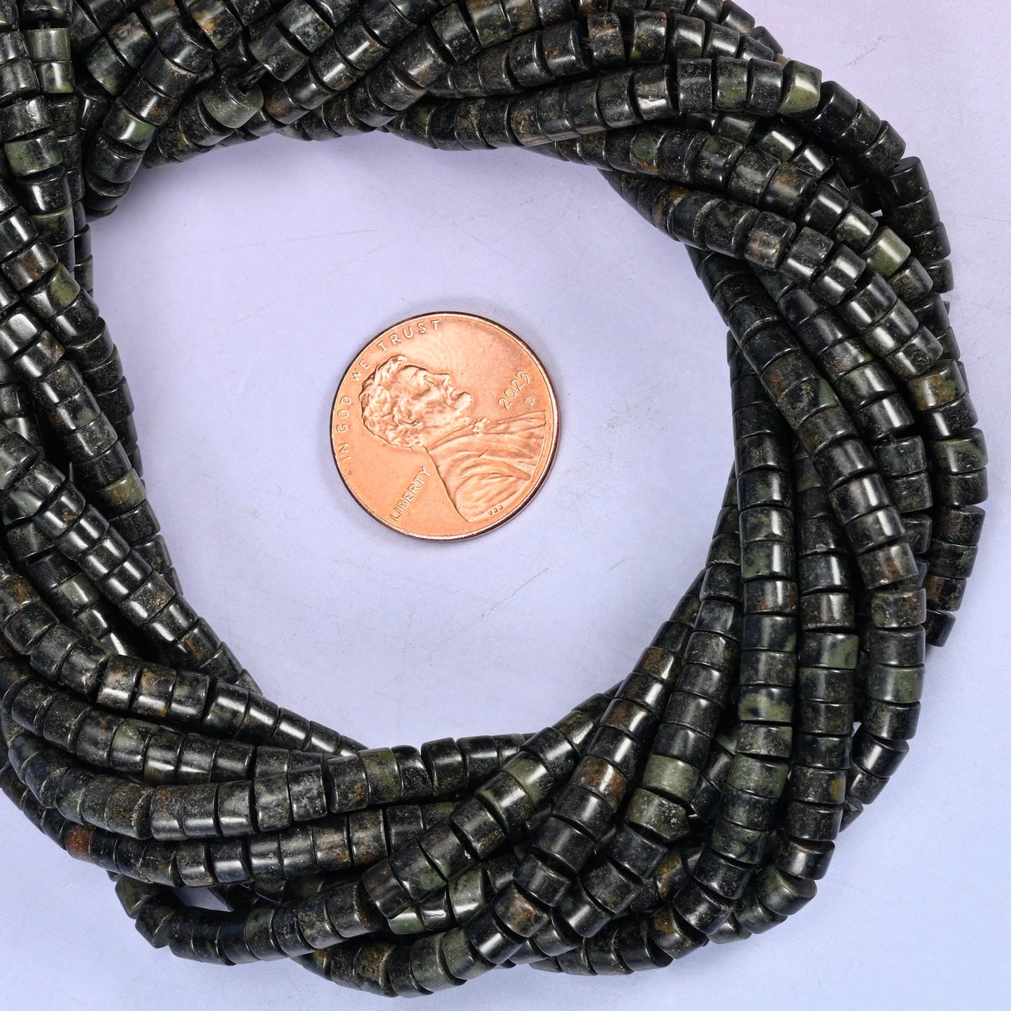 Kambaba Jasper Smooth Heishi Disc Beads: Jewelry Making Supply, 15.5 Inch Strand