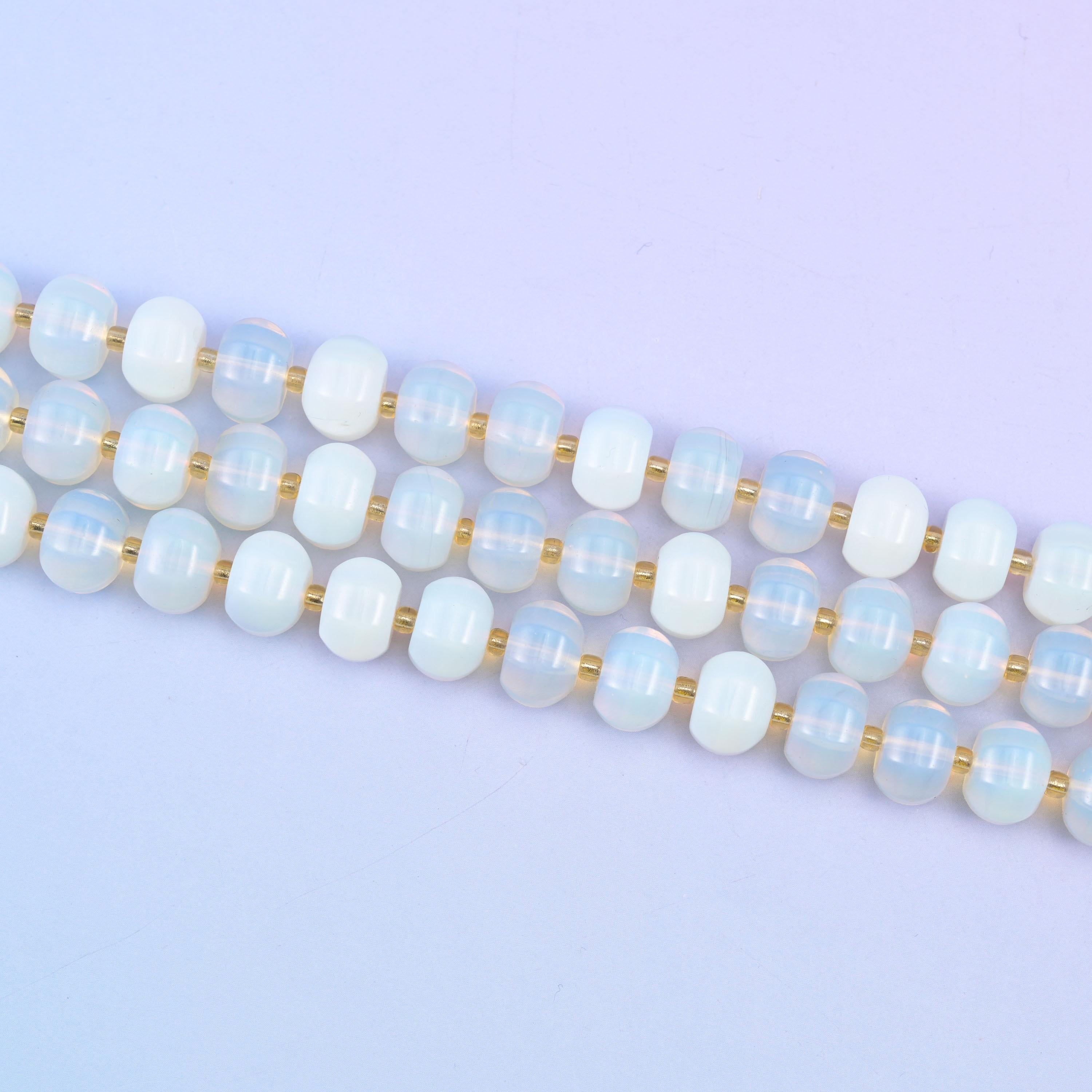 Opalite beads in milky white with a soft opalescent shimmer