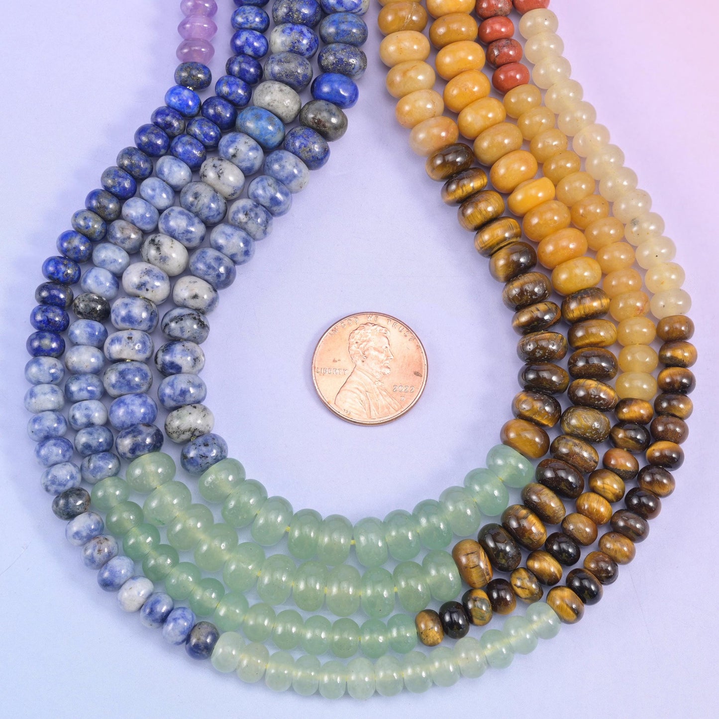 Chakra Smooth Rondelle Gemstone Beads Jewelry Making Size 4x6mm 5x8mm 15.5" Strand