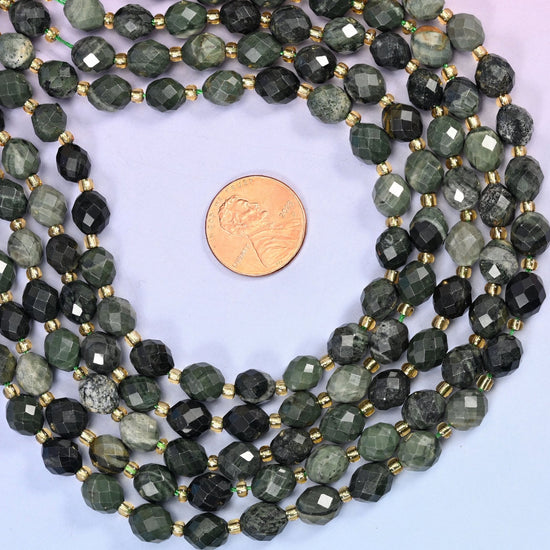 Kambaba jasper faceted rice barrel beads, hole approximately 1.0mm