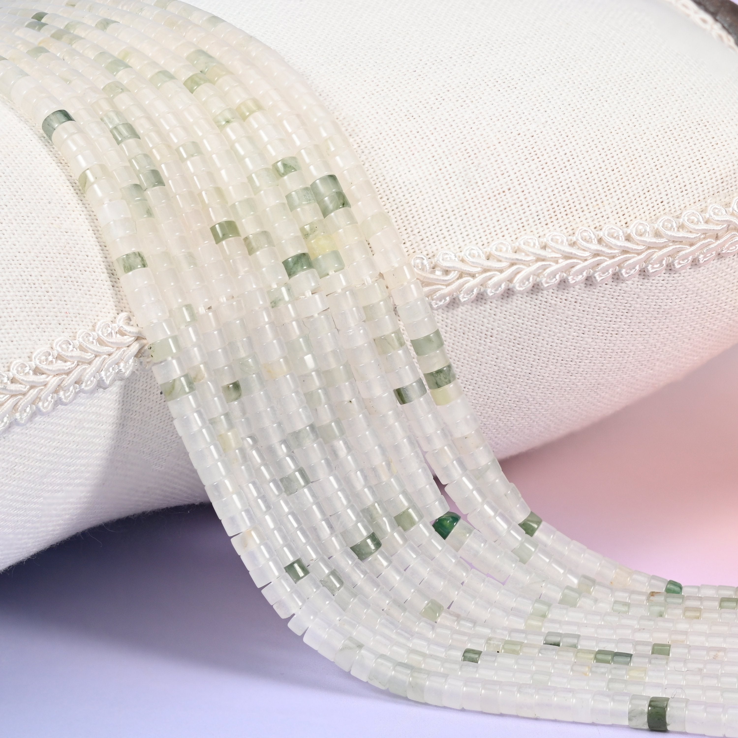 Tianshan Jade Smooth Heishi Disc Beads