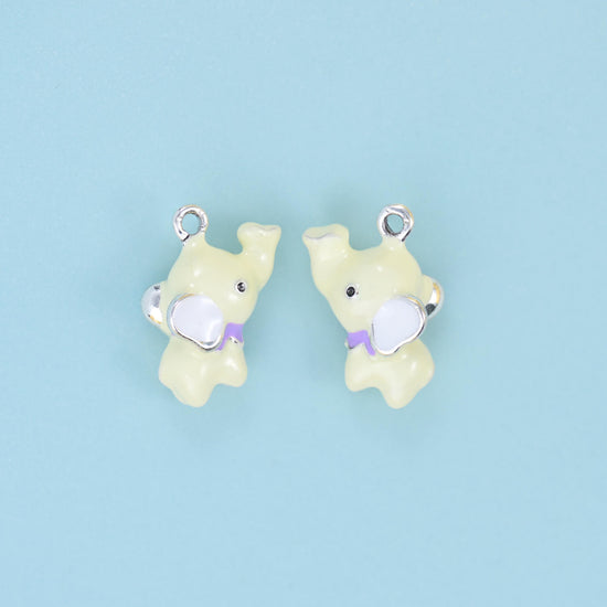 18K Gold Filled Enamel Elephant Charms: DIY Jewelry Making Supply