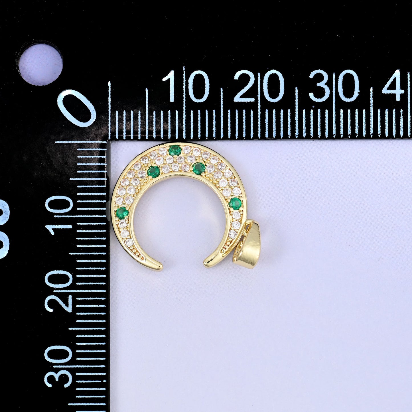 Crescent Moon Zircon Charms: 18K Gold Plated Pendants, Jewelry Making Supply