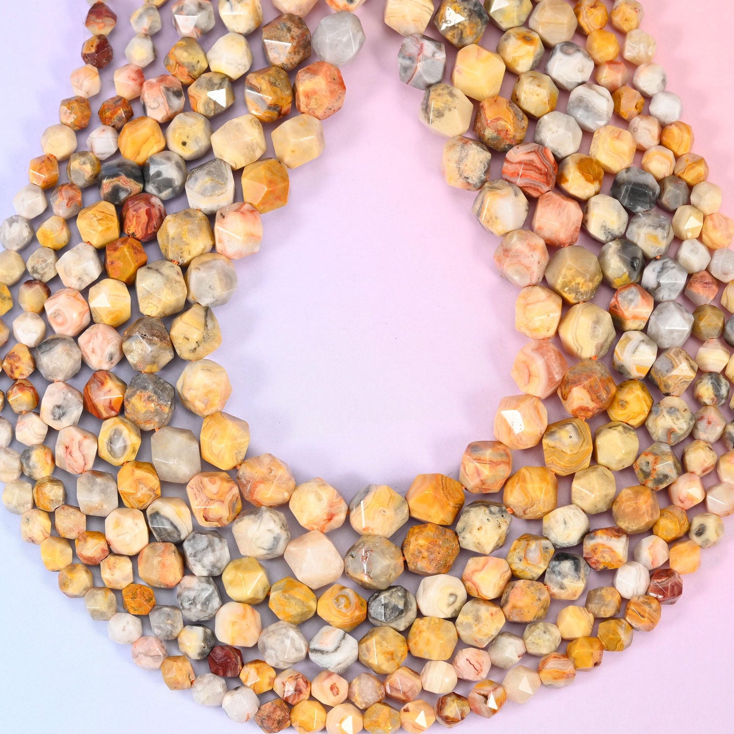 Crazy Agate Faceted Diamond Star Cut Beads, hole approximately 1.0mm (+/- 0.2mm), center drilled