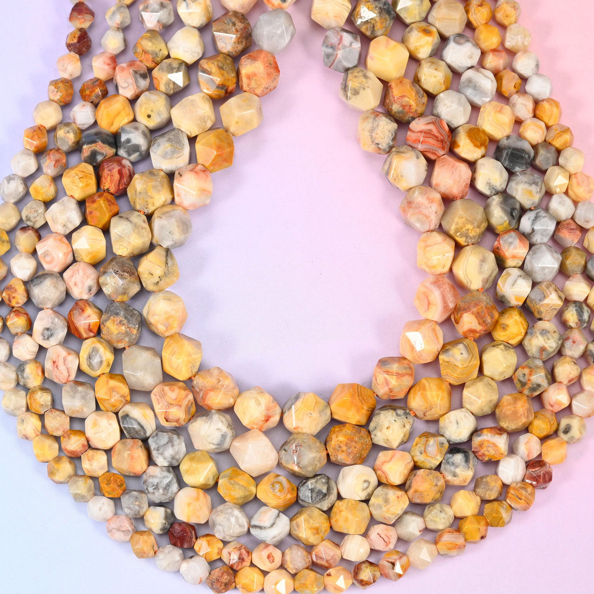Crazy Agate Faceted Diamond Star Cut Beads, hole approximately 1.0mm (+/- 0.2mm), center drilled