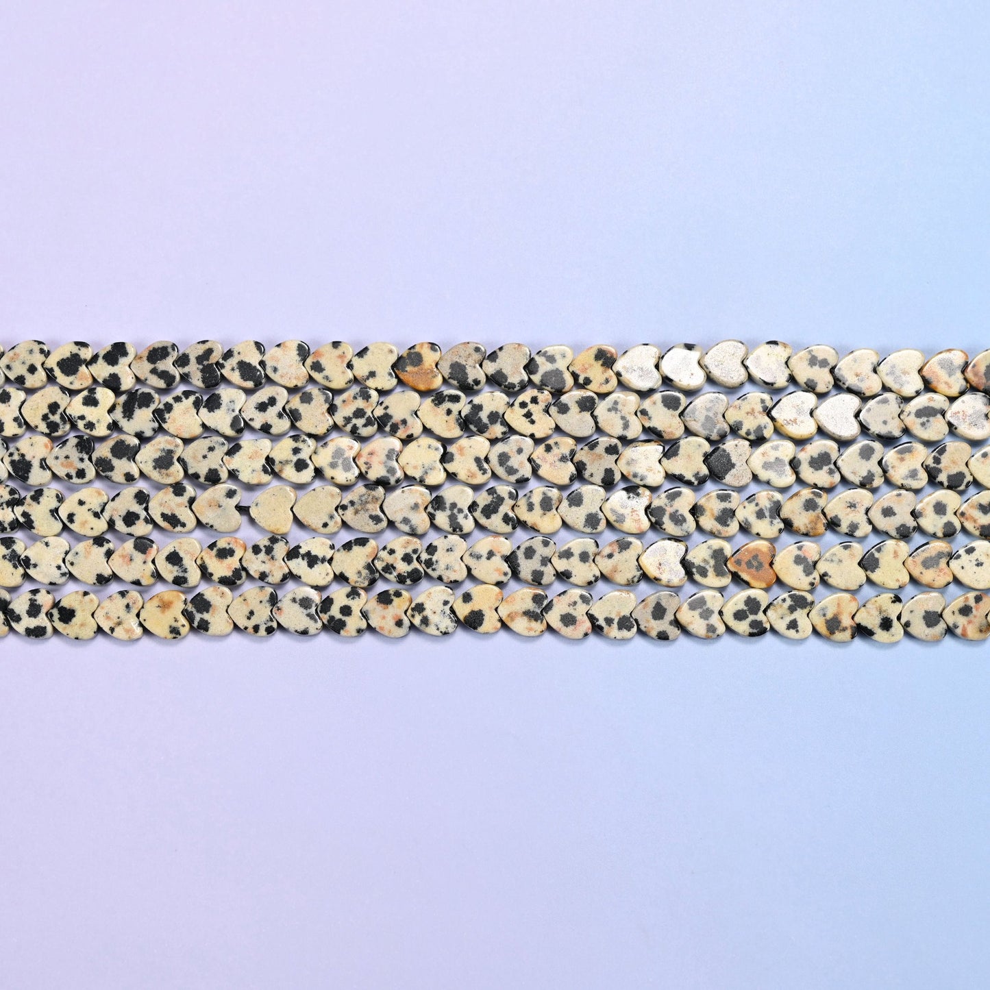 Dalmatian Jasper Flat Heart Beads, 15 inch strand