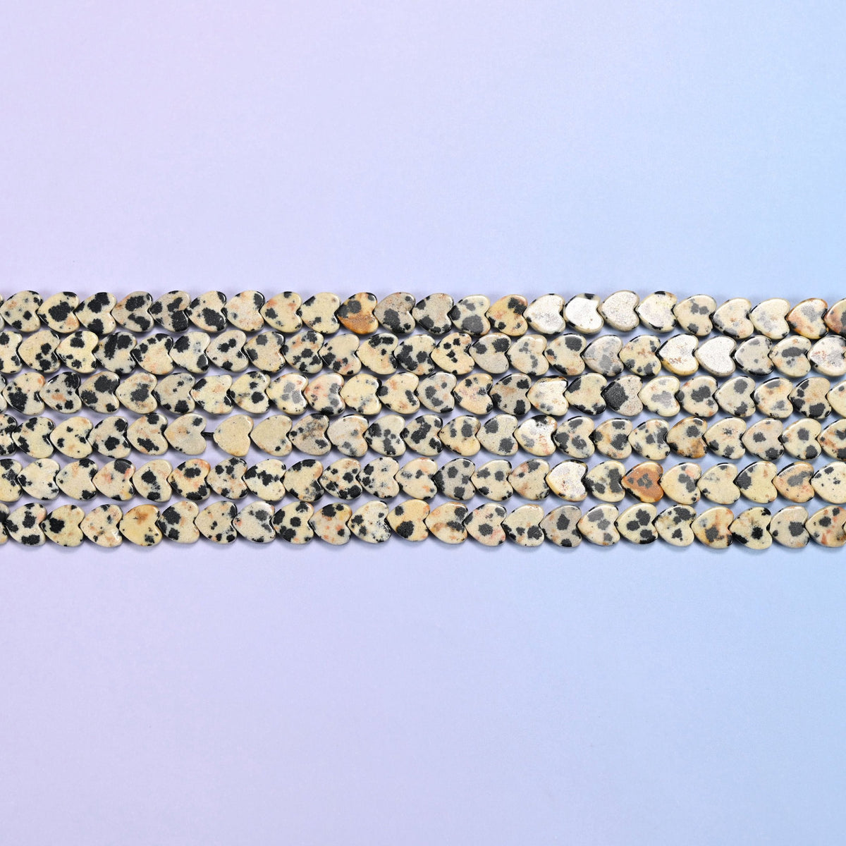 Dalmatian Jasper Flat Heart Beads, 15 inch strand
