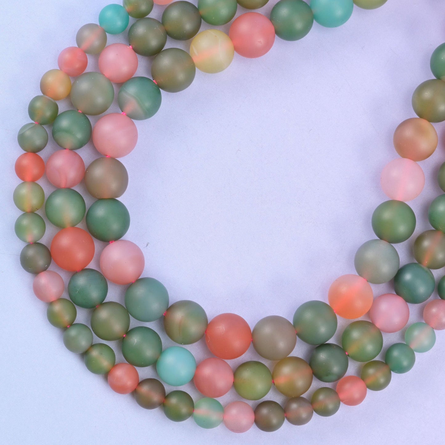 Green Yanyuan Agate Matte Round Beads, sold per 14 inch strand