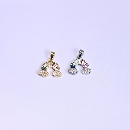 Rainbow Zircon Charms in warm gold or cool platinum silver tone