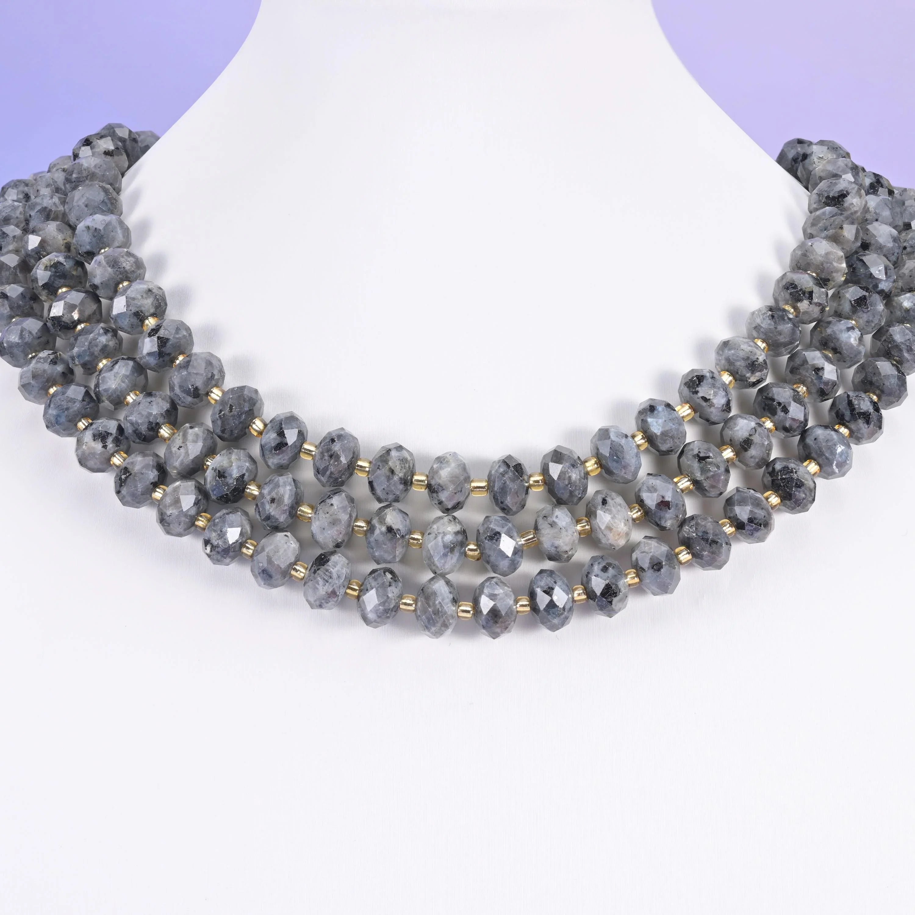 Black Labradorite beads, faceted rondelle, 6 x 10mm