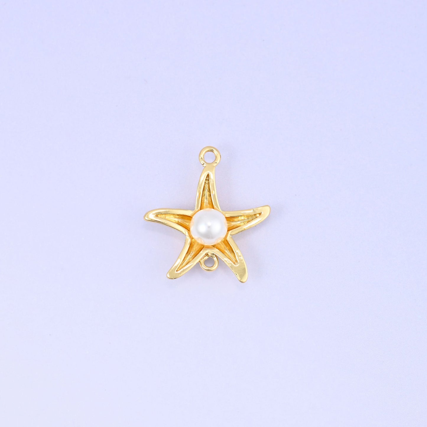 Sea Star Pearl Double Connector Pendant, 18K gold plated brass