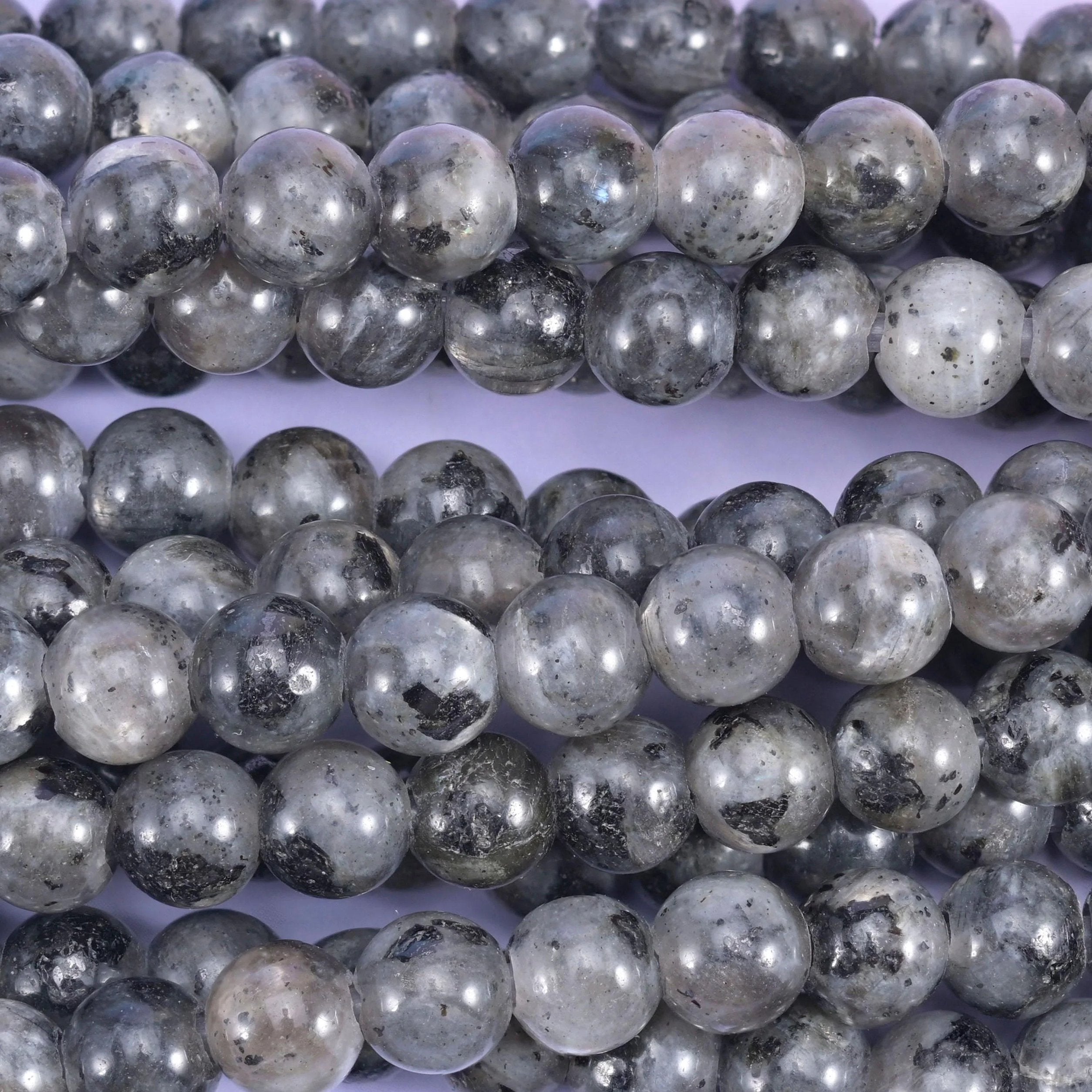 Larvikite Labradorite Large Hole Round Beads 6mm 8mm 10mm, hole 2.0mm (6mm bead), 2.5mm (8mm and 10mm beads), centre drilled