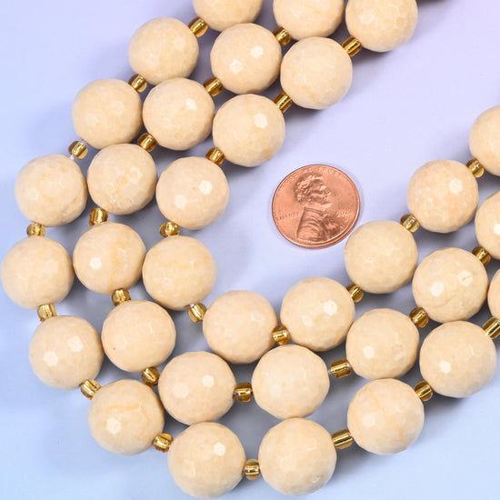 Fossil Jasper Faceted Round Beads, approximately 21 beads per strand