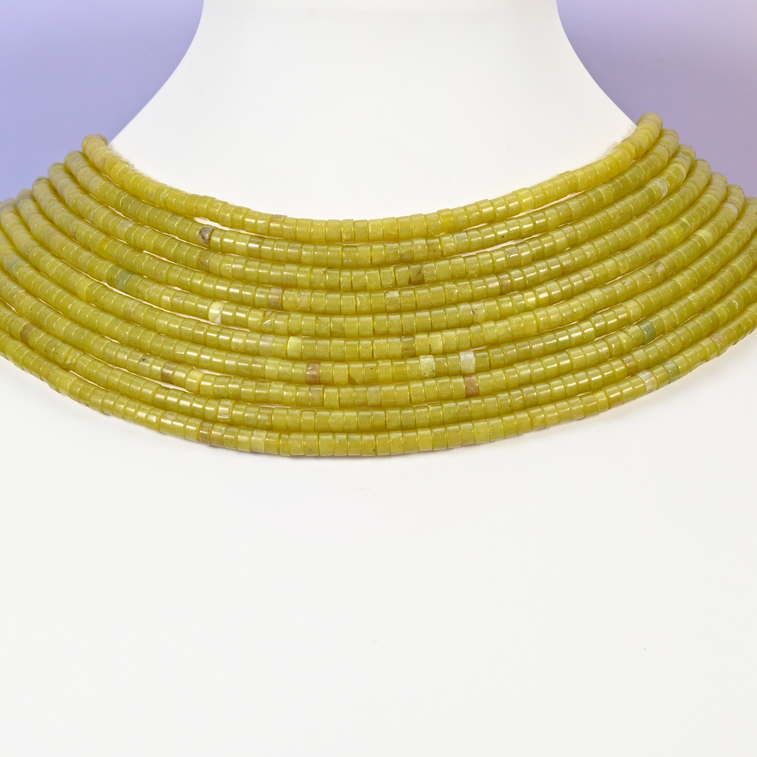 Lemon Jade Smooth Heishi Disc Beads: Jewelry Making Supply, 15.5 Inch Strand