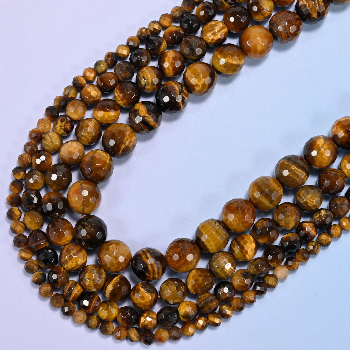 Tiger Eye Faceted Round Beads: Jewelry Making, 15 Inch Strand