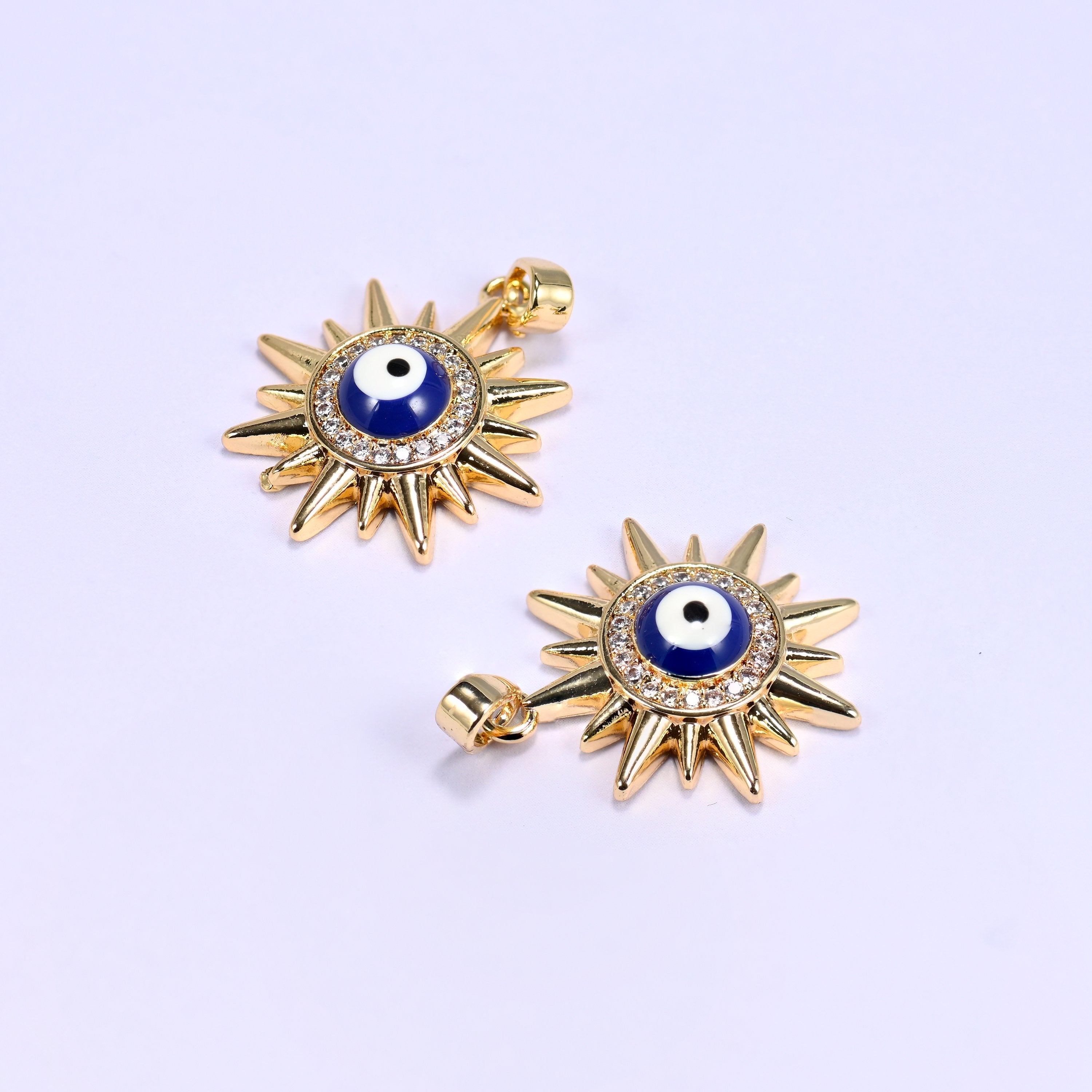 Evil Eye Sun Zircon Charms, sold individually