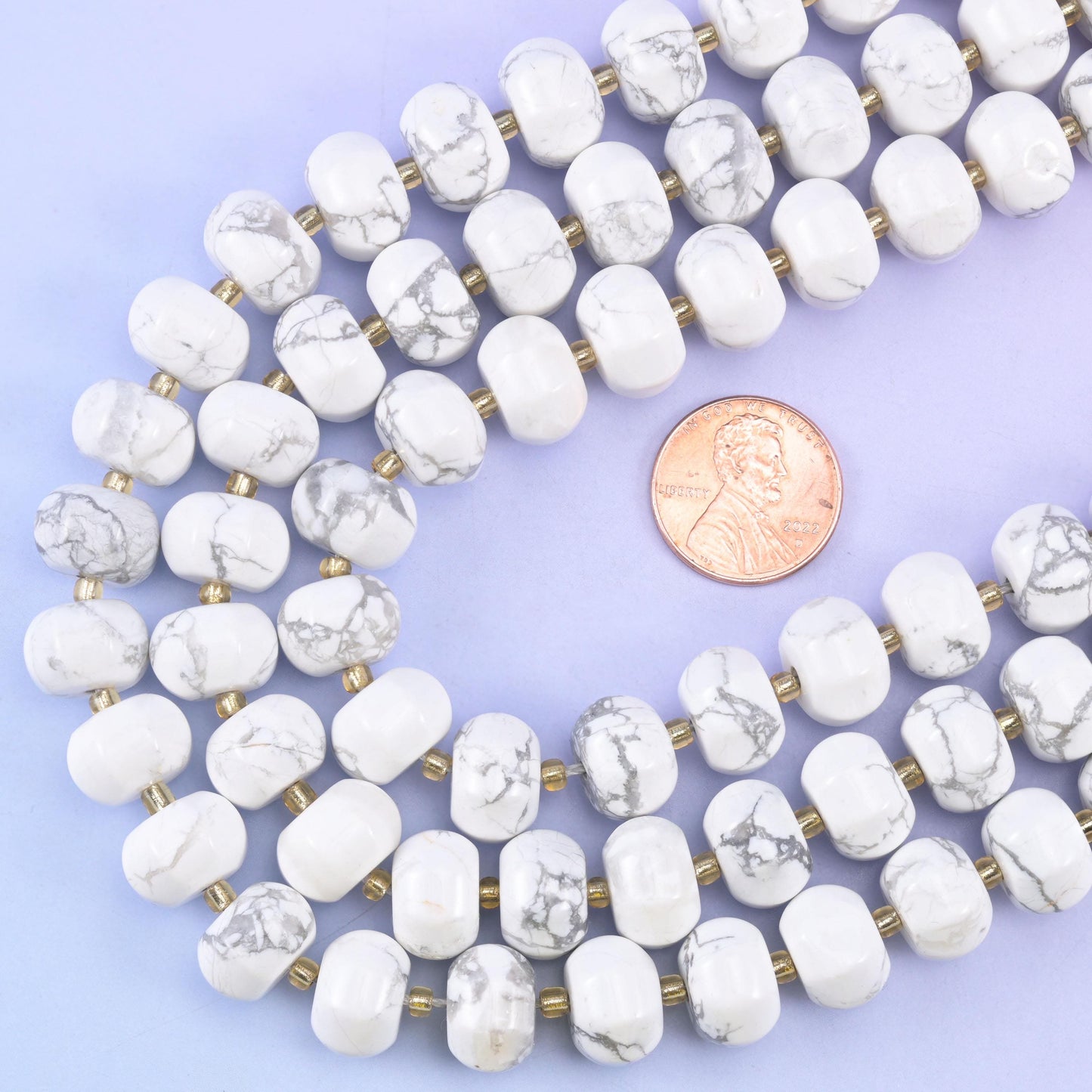 White howlite pumpkin beads, hole approximately 1.4mm
