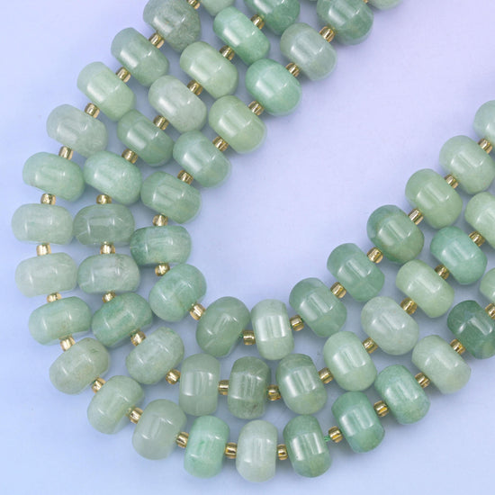 Green aventurine pumpkin beads, hole approximately 1.4mm