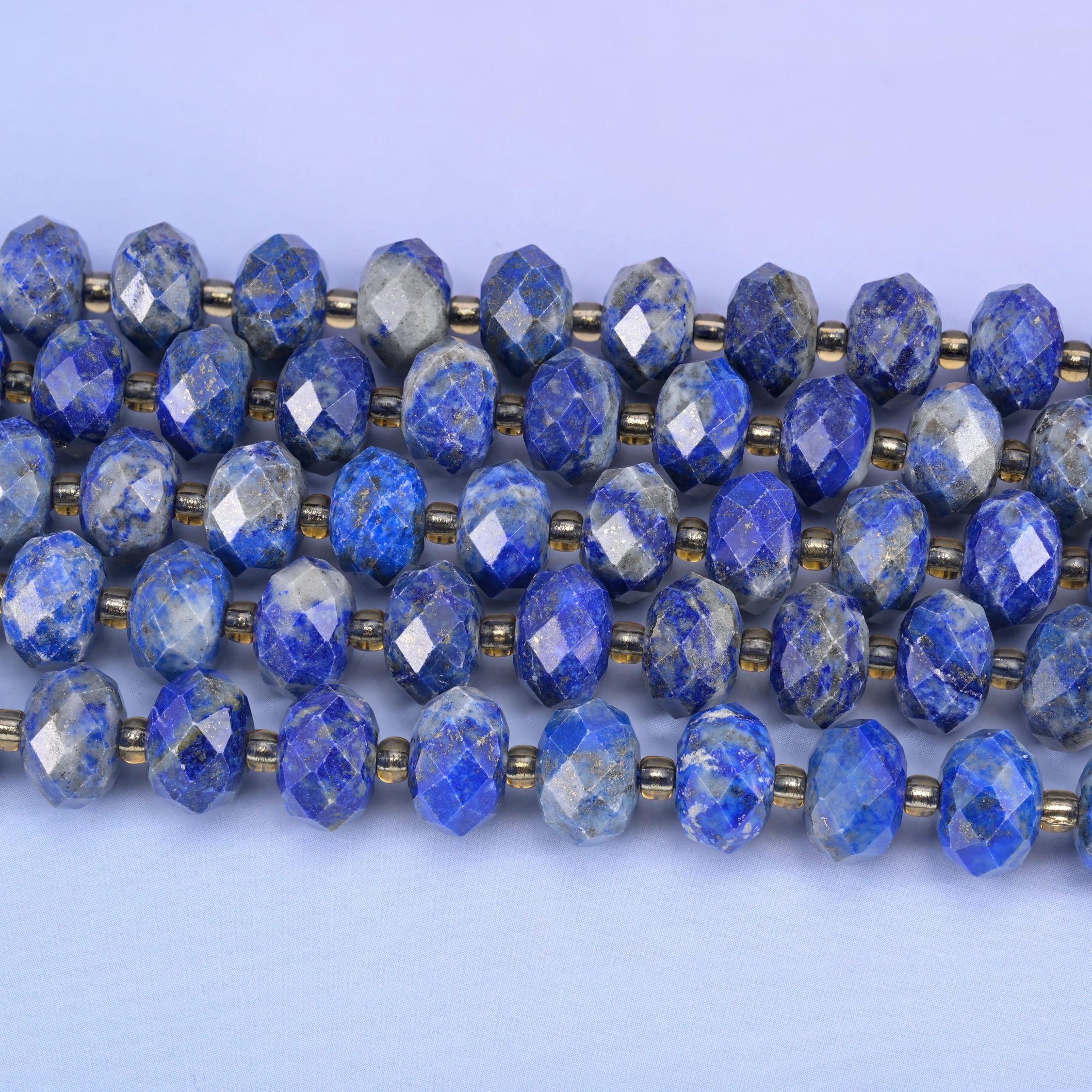 Lapis Lazuli Faceted Rondelle Beads, 15.5 inch strand