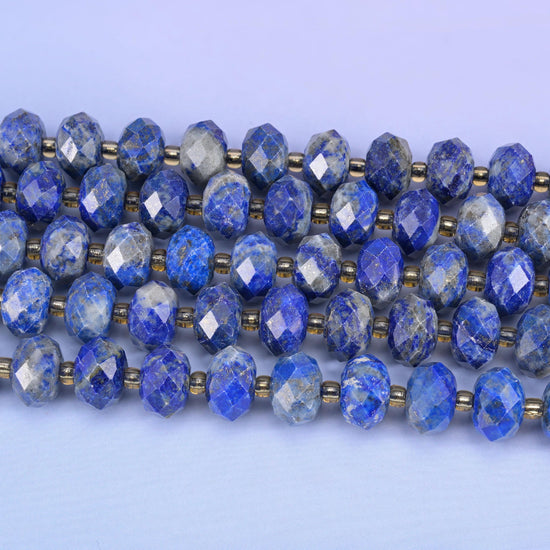Lapis Lazuli Faceted Rondelle Beads, 15.5 inch strand