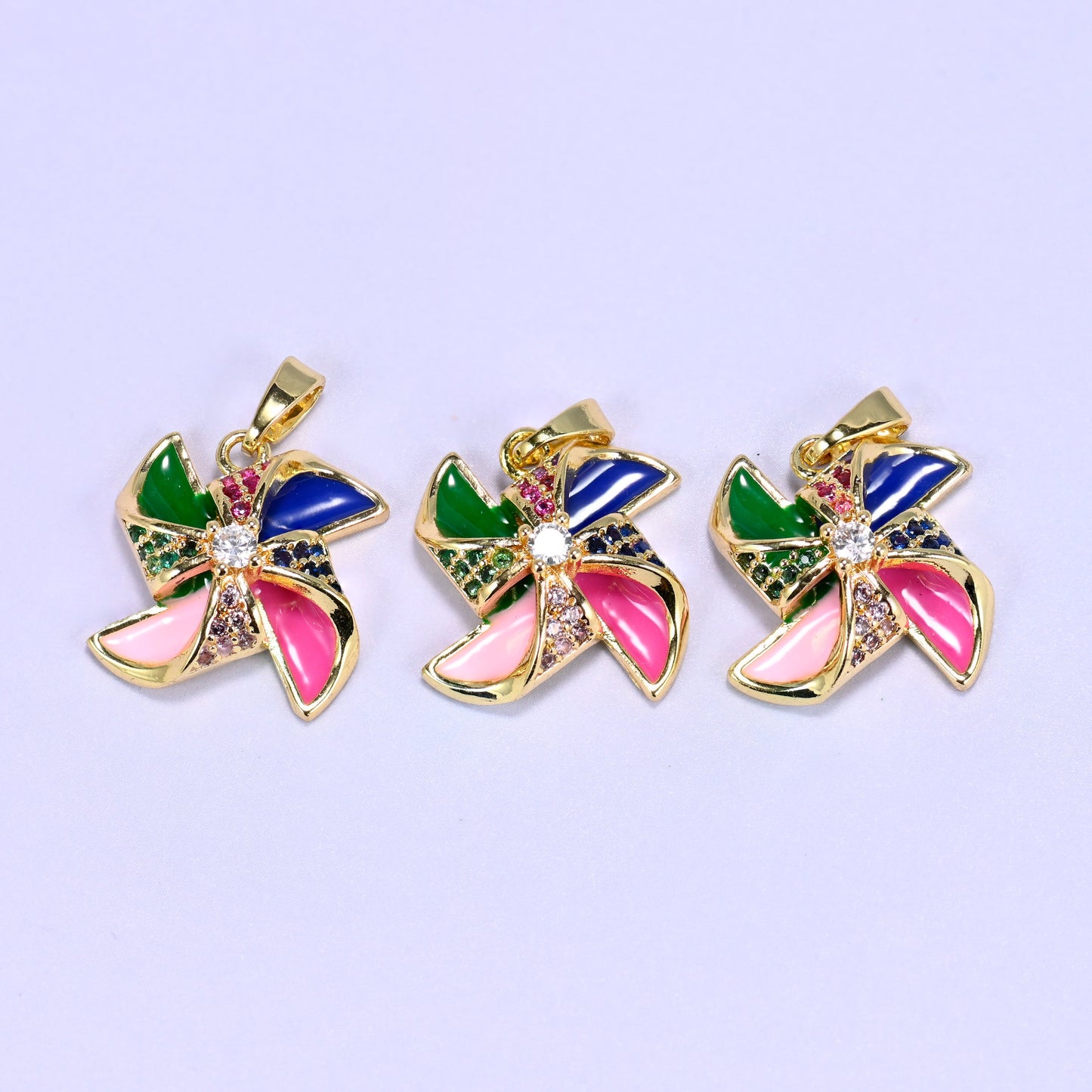 Colorful Windmill Zircon Charms: DIY Pendants, Jewelry Making Supply