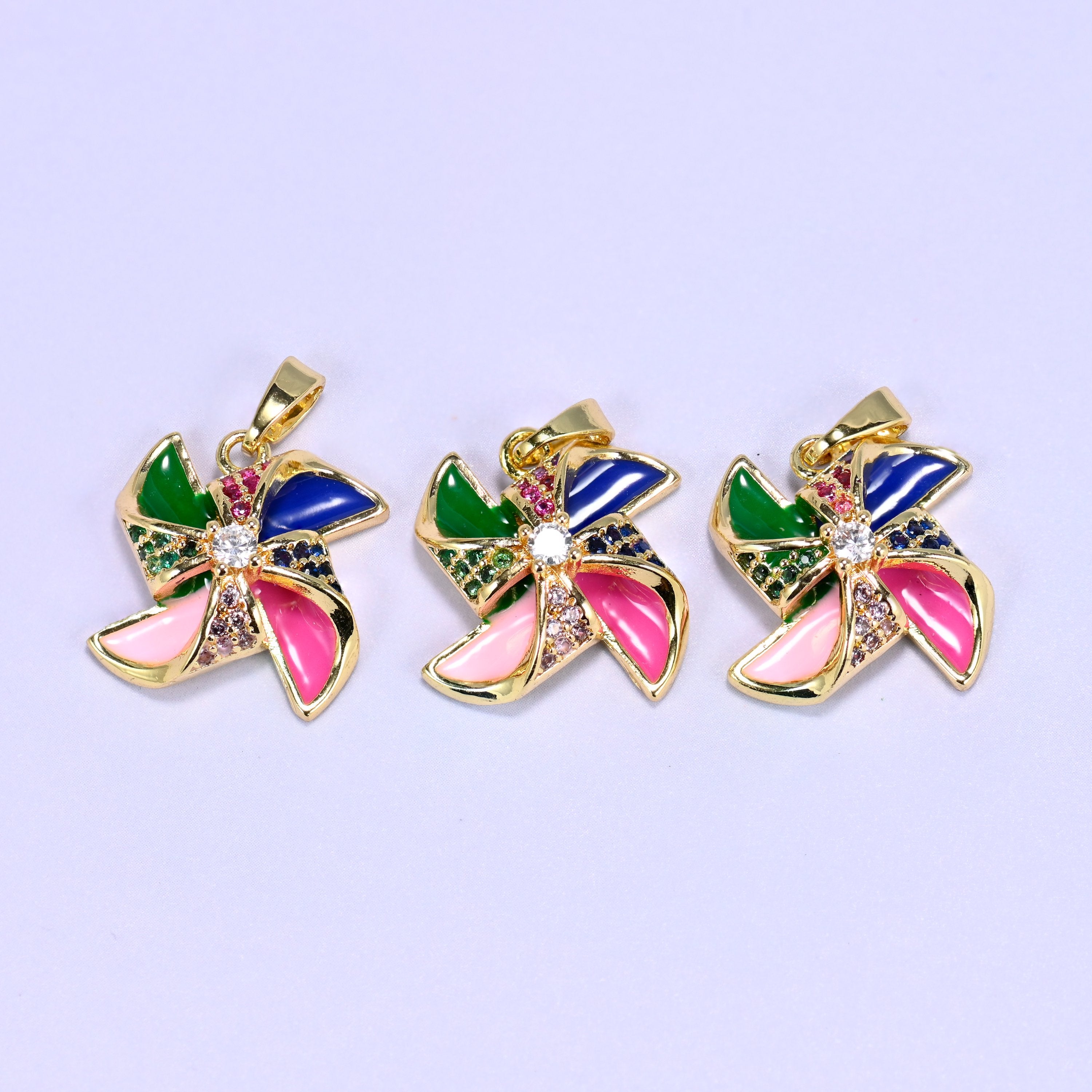 Colorful Windmill Zircon Charms: DIY Pendants, Jewelry Making Supply