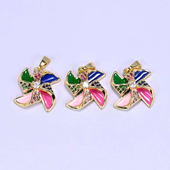 Colorful Windmill Zircon Charms: DIY Pendants, Jewelry Making Supply
