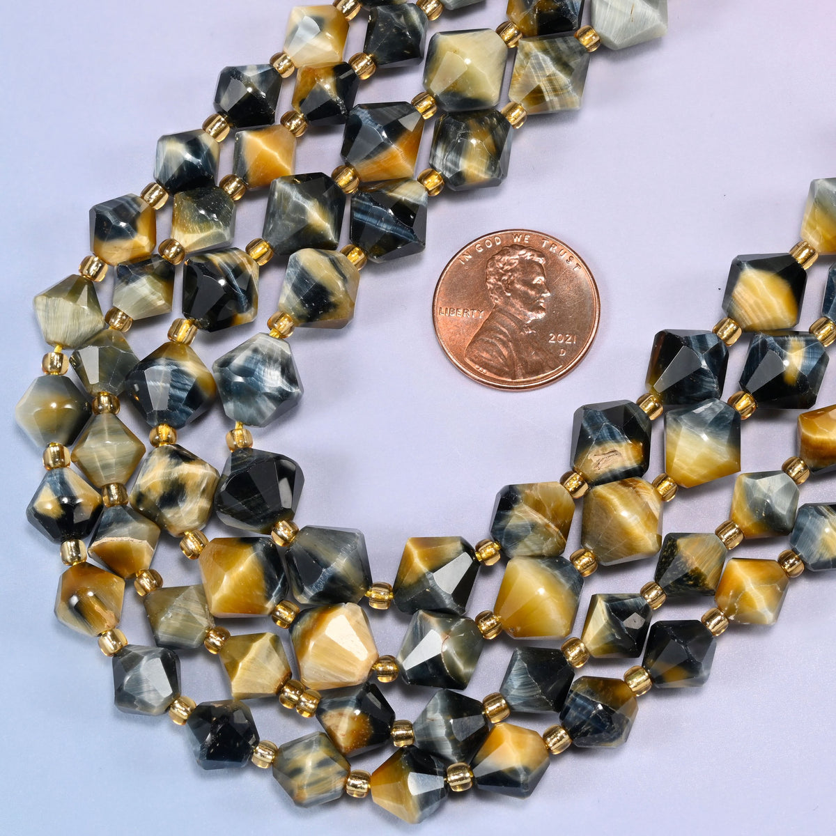 Dream Tiger Eye Bicone Beads 8mm 10mm Jewelry Making 15 Inch Strand