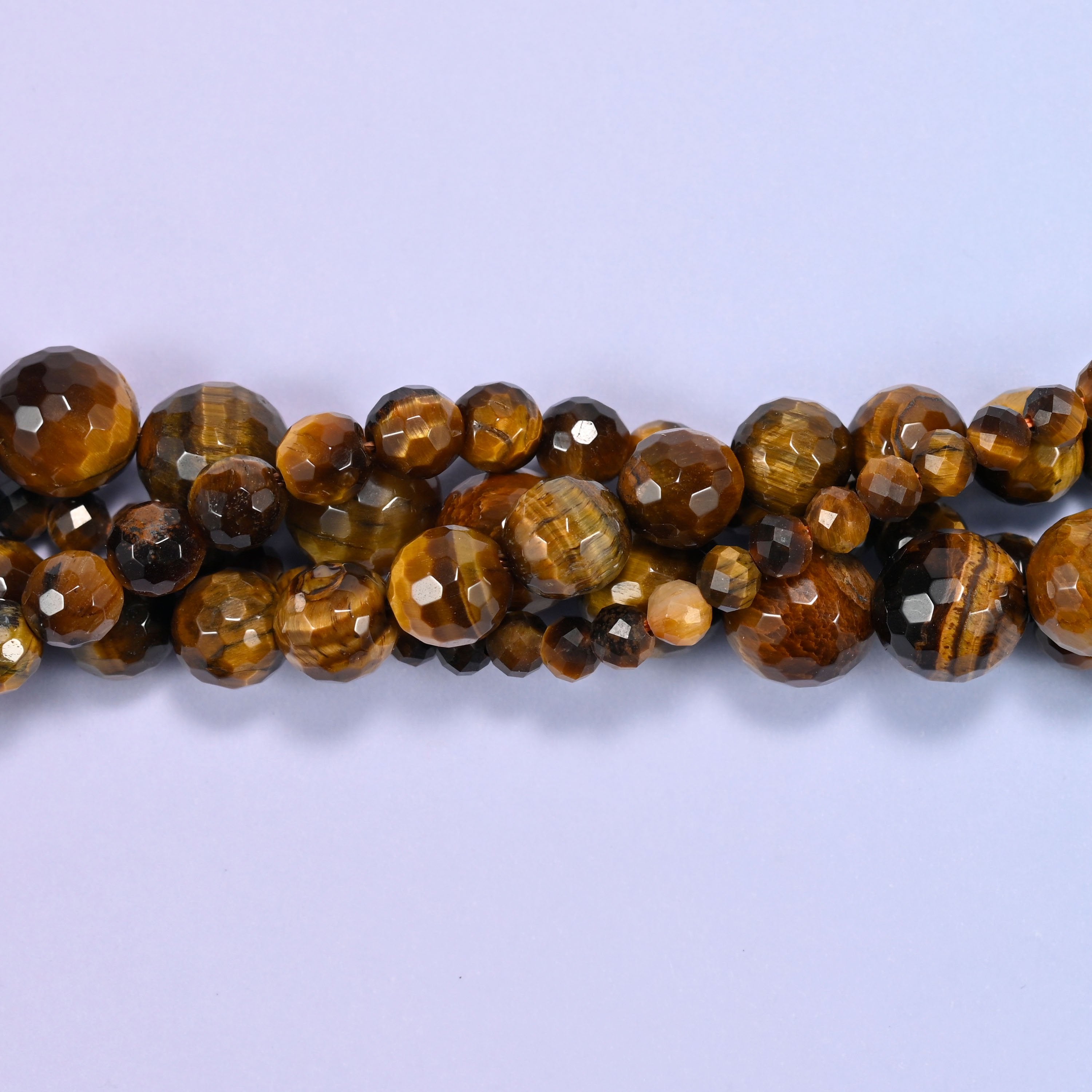 Tiger Eye Faceted Round Beads: Jewelry Making, 15 Inch Strand