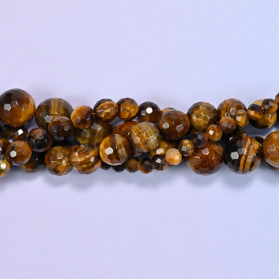 Tiger Eye Faceted Round Beads: Jewelry Making, 15 Inch Strand