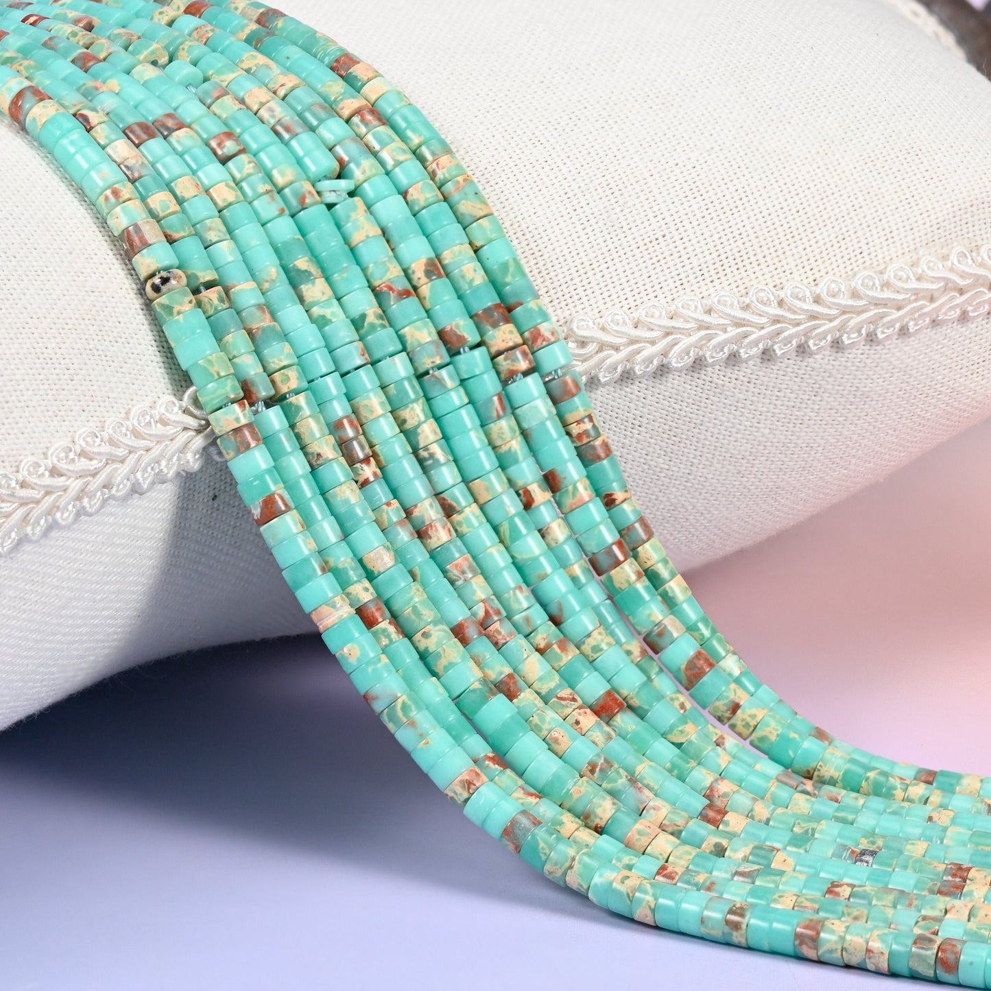 Blue Shoushan Stone Heishi Disc Beads 2x4mm