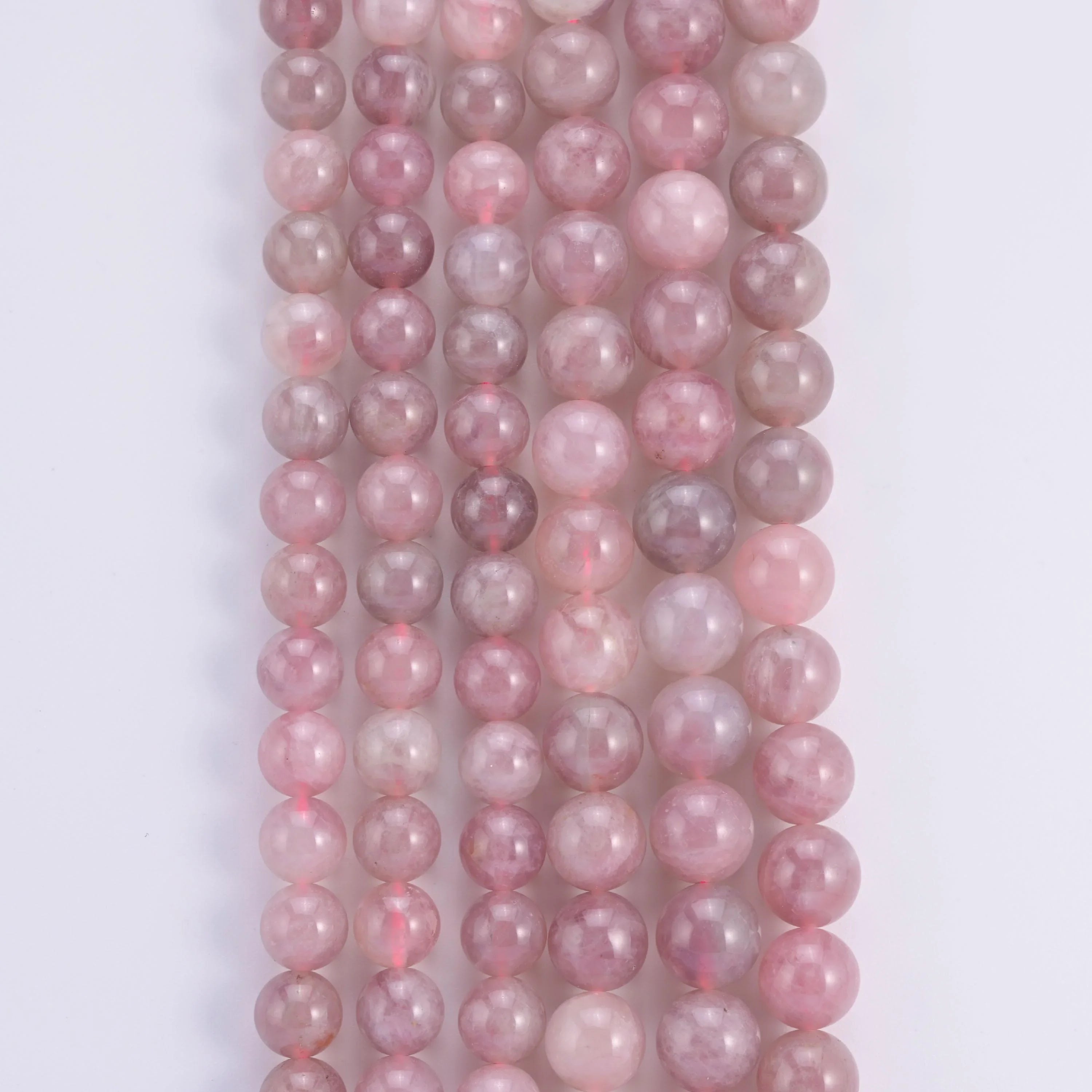 Madagascar Rose Quartz round beads, 15.5 inch strand.