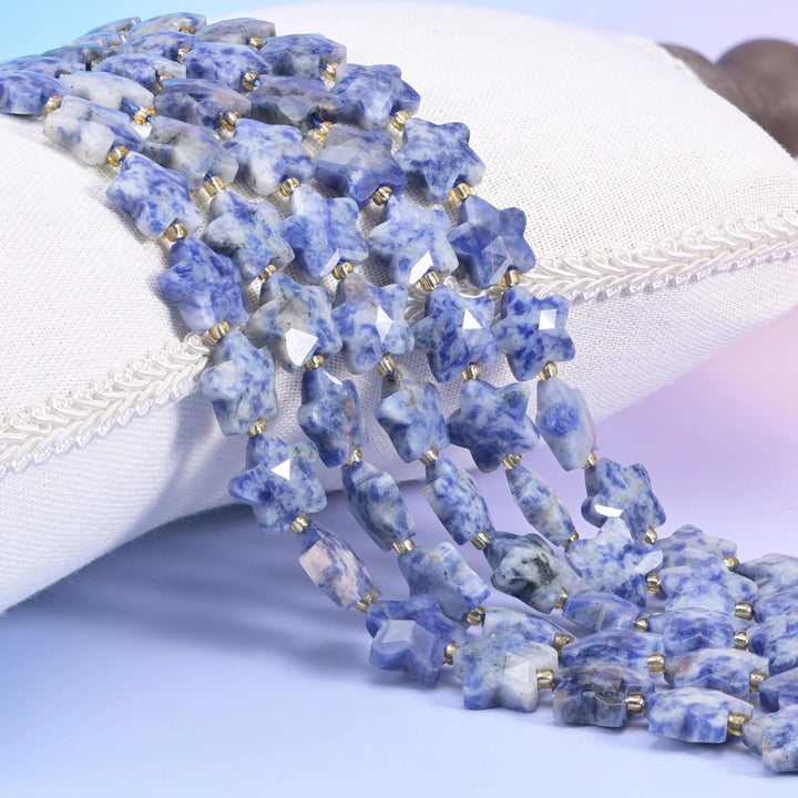 Blue Spot Jasper Faceted Star Beads 14mm