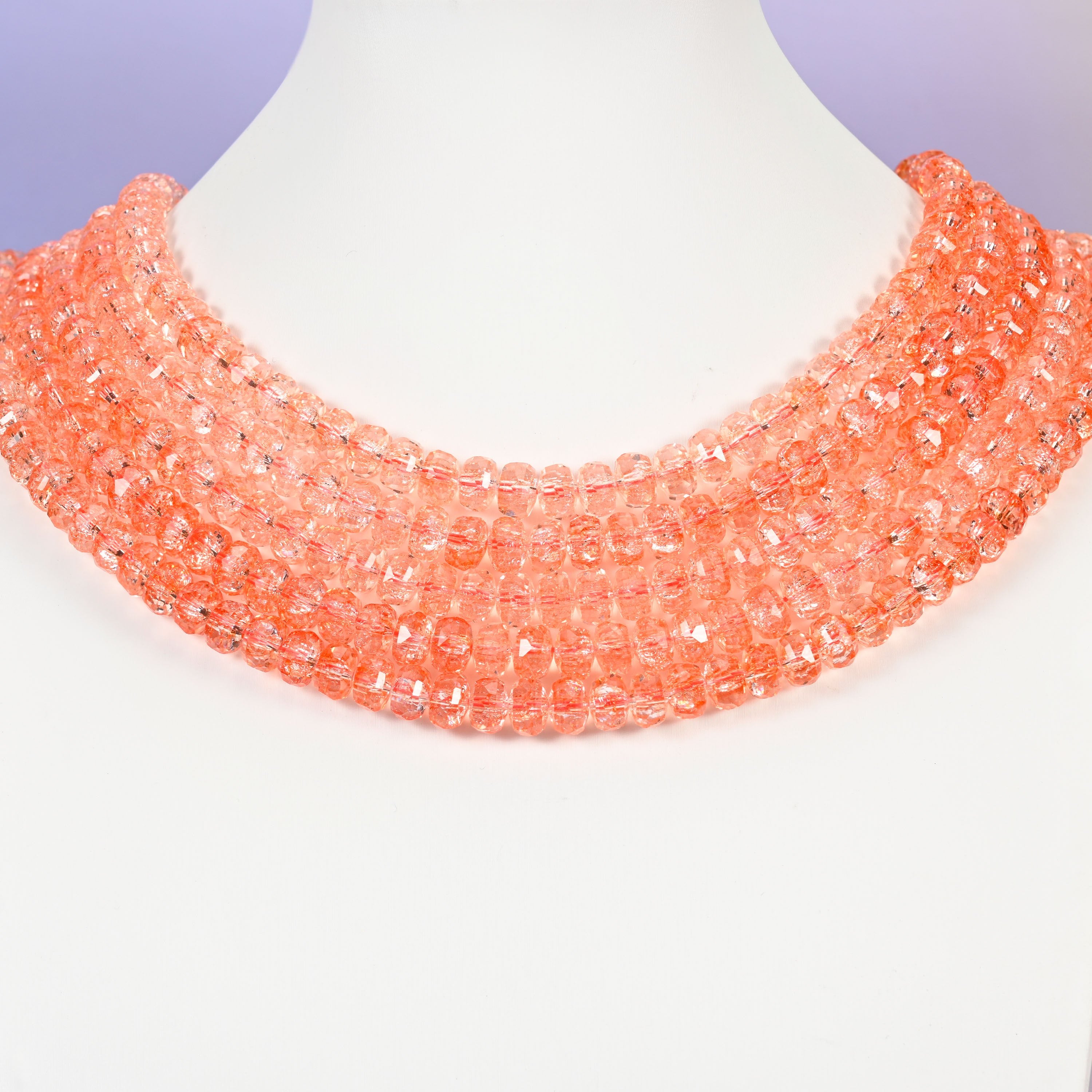 Transparent Orange Faceted Rondelle Glass Beads: Size 5x8mm, Jewelry Making Supply