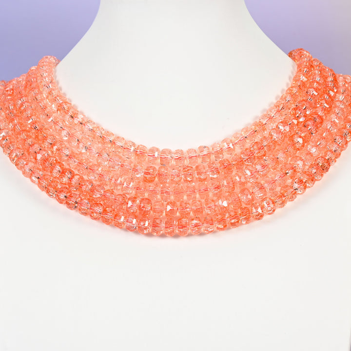 Transparent Orange Faceted Rondelle Glass Beads: Size 5x8mm, Jewelry Making Supply