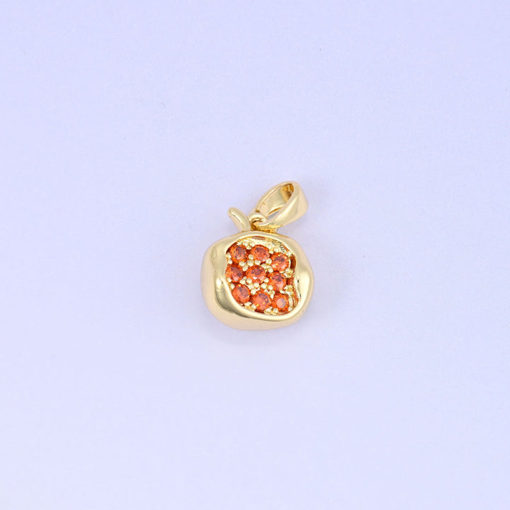 18K Gold Plated Brass Half Pomegranate Charm Pendant