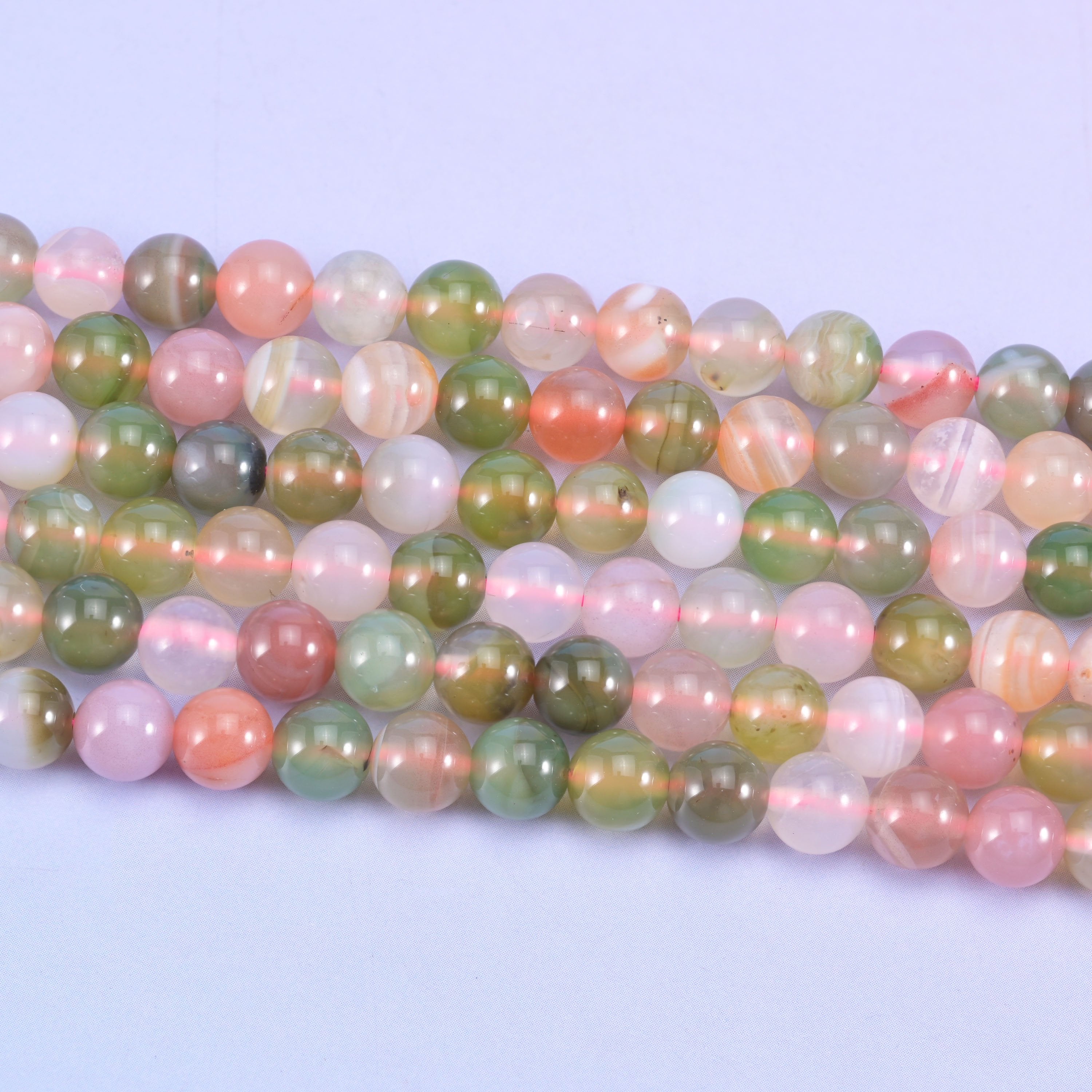 Multi-Color Yanyuan Agate Smooth Round Beads, 15 inch strand