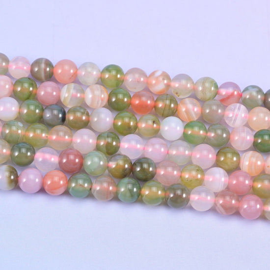 Multi-Color Yanyuan Agate Smooth Round Beads, 15 inch strand