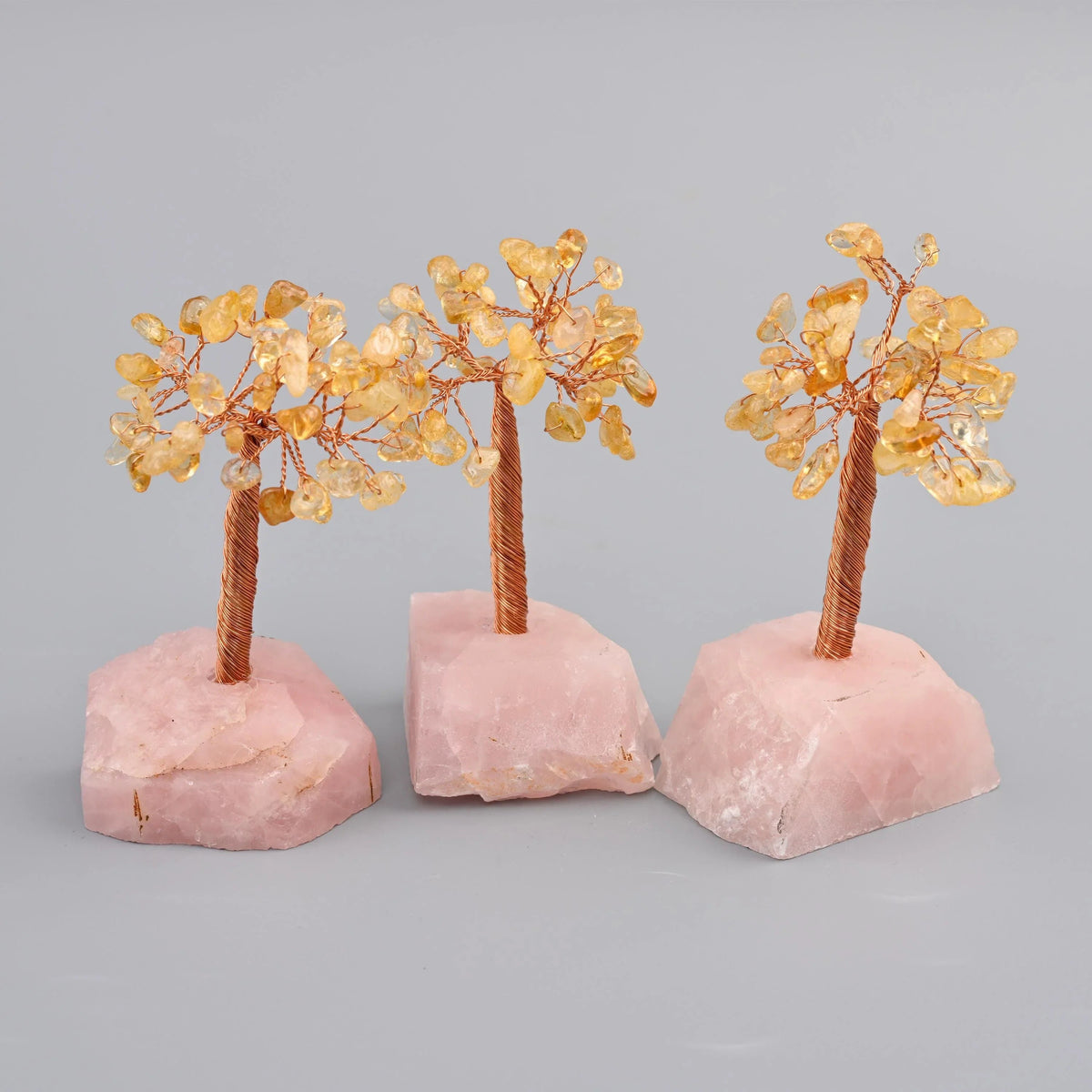 Rose quartz gemstone tree in a choice of six leaf stones including green aventurine, amethyst and citrine