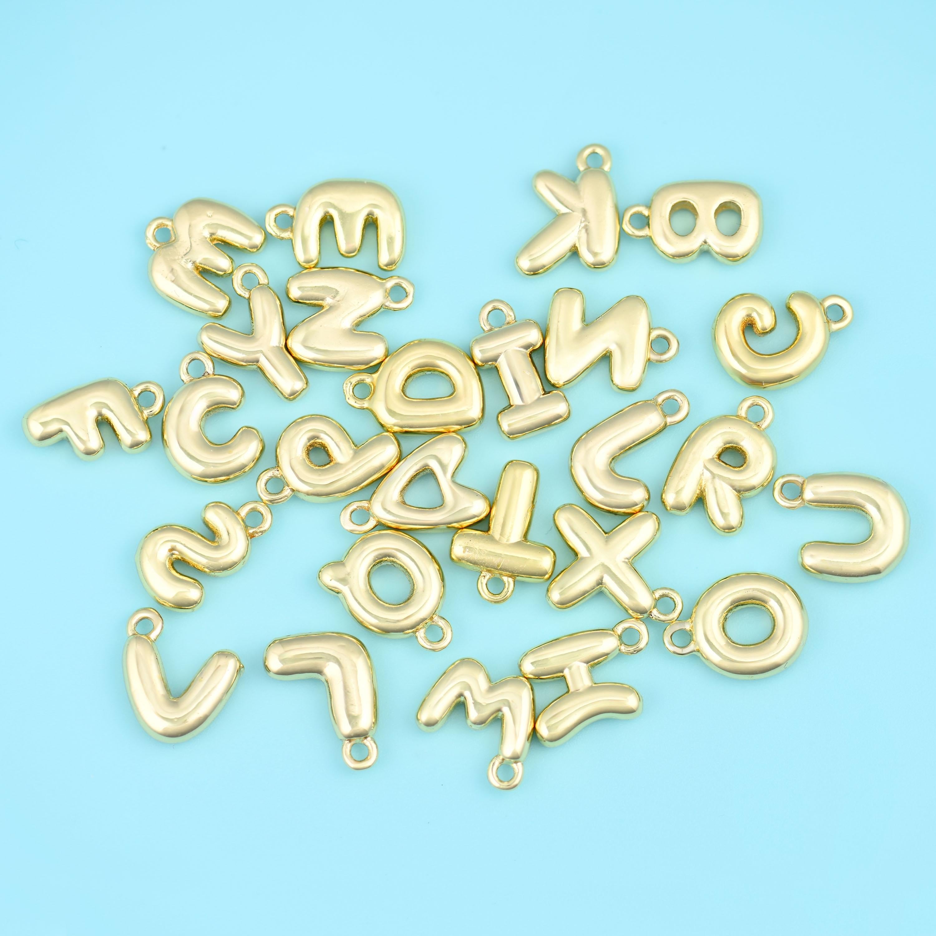 Brass, 18K Gold Filled — lead free and nickel free beads, alphabet letter, Varies by letter