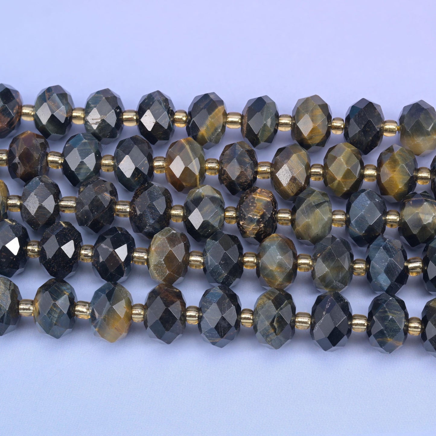 Iron Tiger Eye Faceted Rondelle Beads, 15.5 inch strand