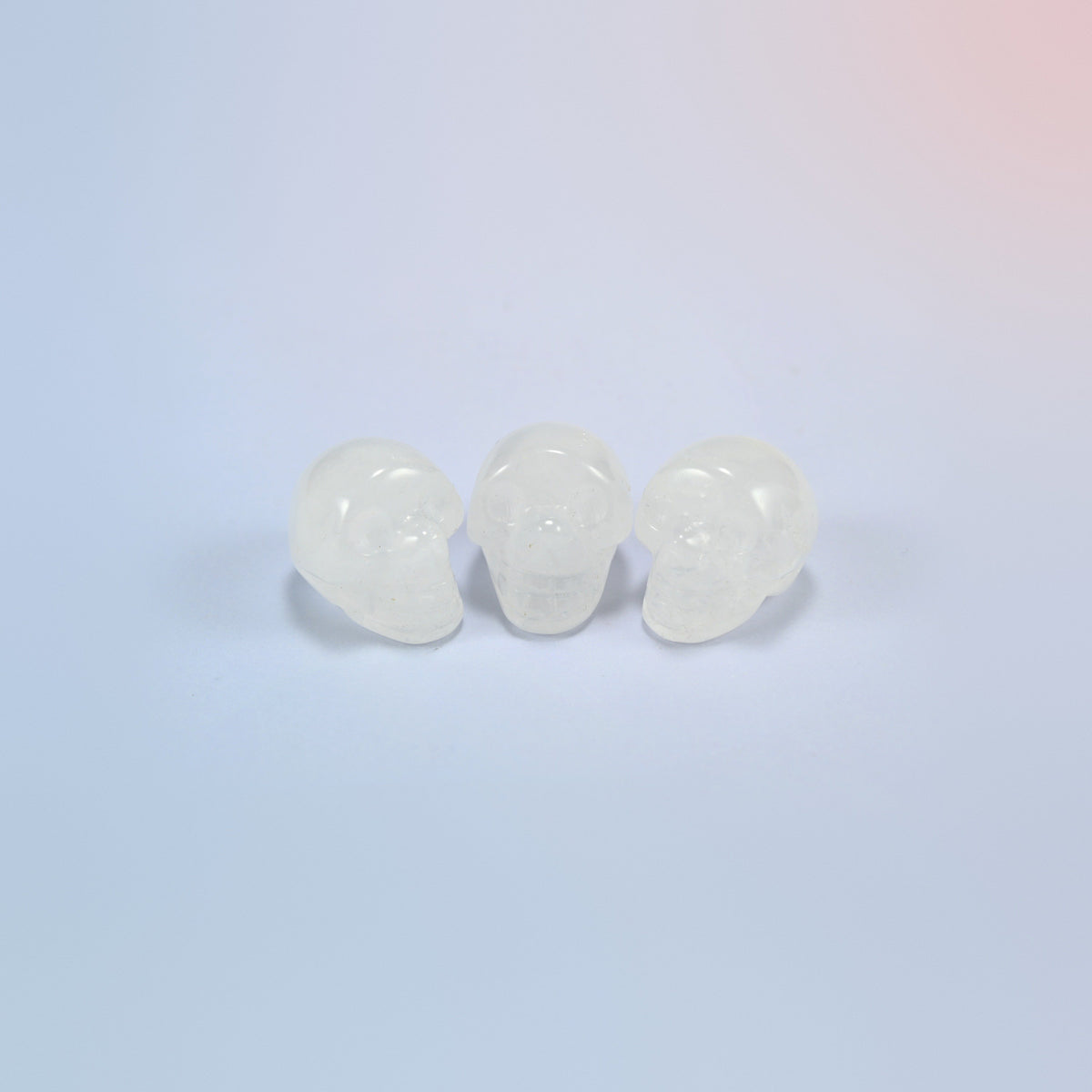 1 inch skull crystal carving in clear quartz, clear natural stone