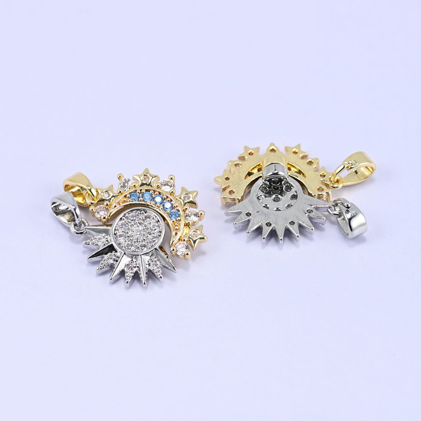 Sun Moon Friendship Zircon Pendants for jewelry making