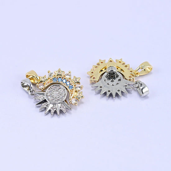 Sun Moon Friendship Zircon Pendants for jewelry making