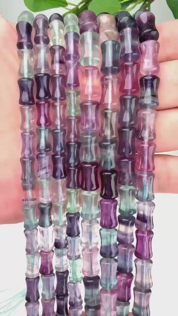 Rainbow Fluorite beads for jewelry making, natural banded stone.