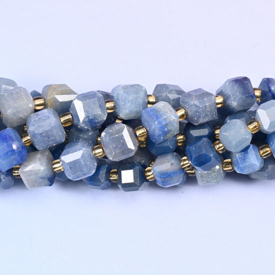 Blue Aventurine Faceted Cube Beads 6mm 8mm, 6mm approximately 43 beads / 8mm approximately 38 beads