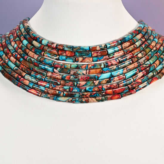 Sea Sediment Jasper tube beads, 13x4mm, sold per 15 inch strand.