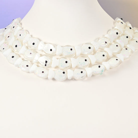 Iridescent White Fish Glass Beads: Jewelry Making Supply
