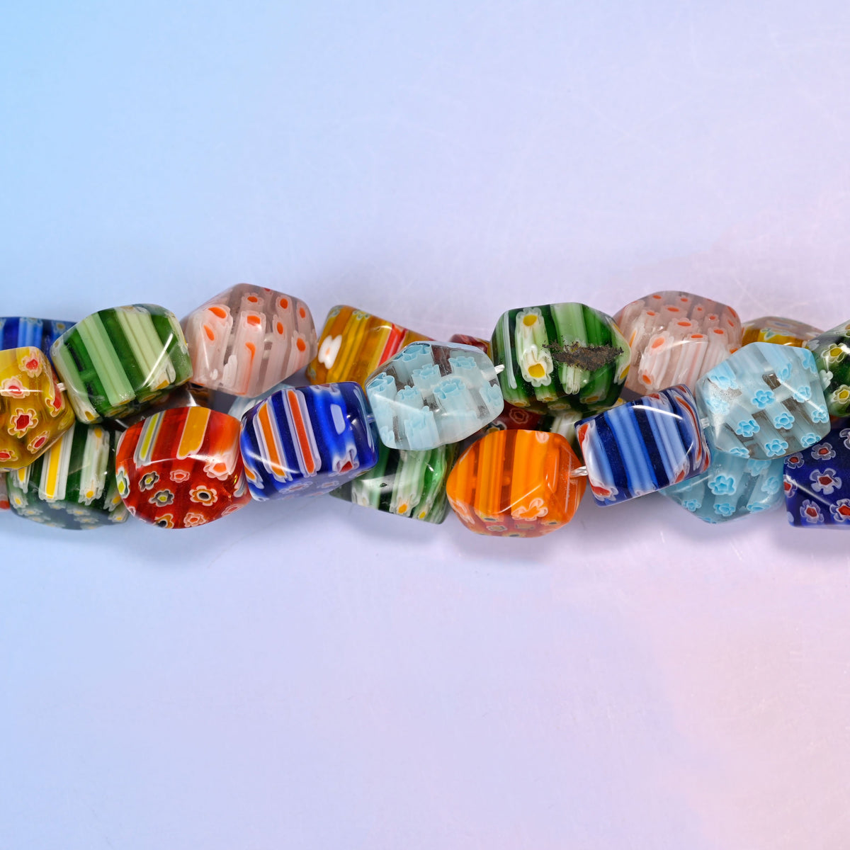 Colorful Millefiori Faceted Cuboid Glass Beads for a statement necklace or two chunky bracelets.