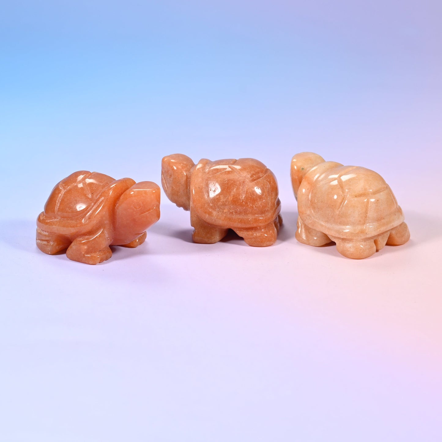 Turtle Crystal Figurine, hand-carved gemstone turtle polished to a high shine